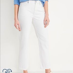 WHITE high rise cropped jeans